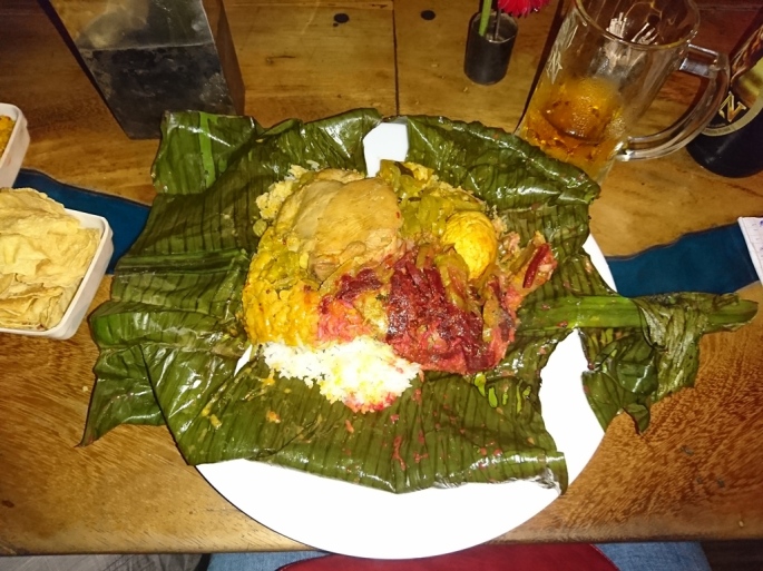 Kottu roti on banana leaf, Cafe Chill, Ella, Sri Lanka